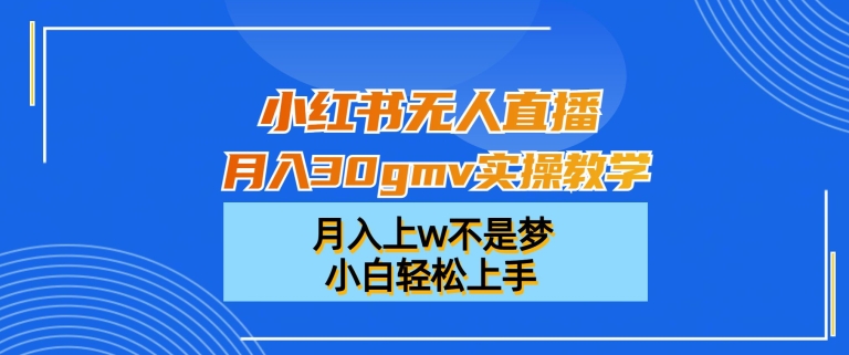 小红书无人直播月入30gmv实操教学，月入上w不是梦，小白轻松上手-千城资源网