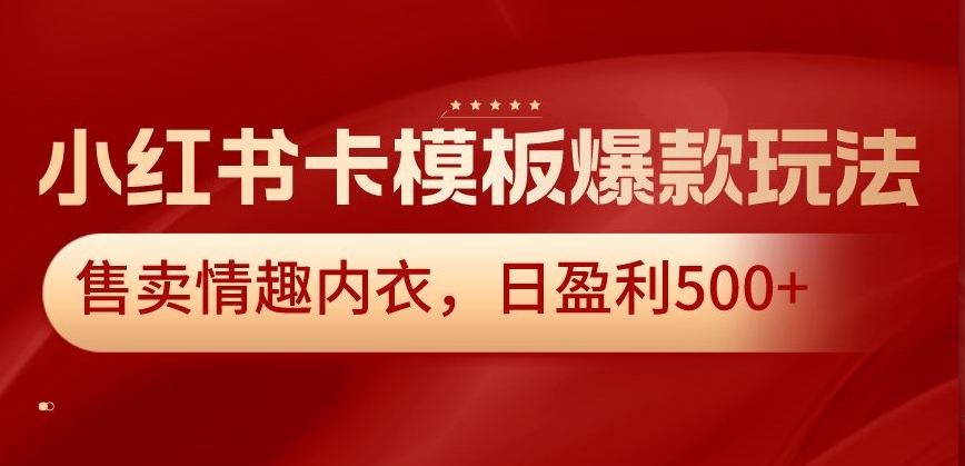 小红书卡模板爆款玩法，售卖情趣内衣，日盈利500+-千城资源网