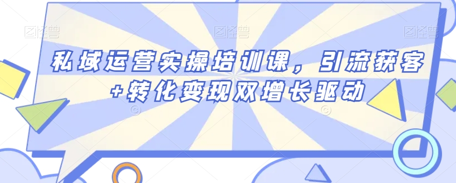 私域运营实操培训课，引流获客+转化变现双增长驱动-千城资源网