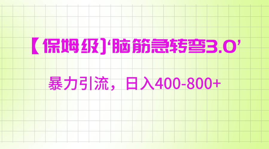 【保姆级】‘脑筋急转去3.0’暴力引流、日入400-800+-千城资源网