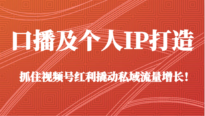 口播及个人IP打造，抓住视频号红利撬动私域流量增长！（45节课）-千城资源网