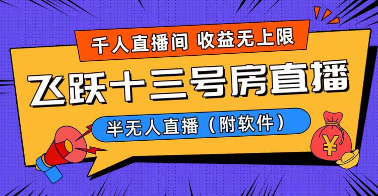 （8711期）爆火飞跃十三号房半无人直播，一场直播上千人，日入过万！（附软件）-千城资源网
