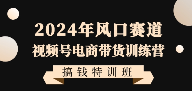 2024年风口赛道视频号电商带货训练营搞钱特训班，带领大家快速入局自媒体电商带货-千城资源网