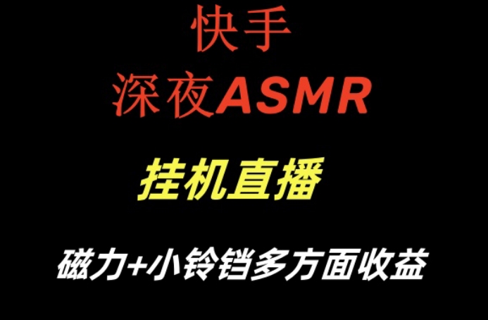 快手深夜性感ASMR挂机直播，磁力+小铃铛收益（附带工具和5G素材）-千城资源网