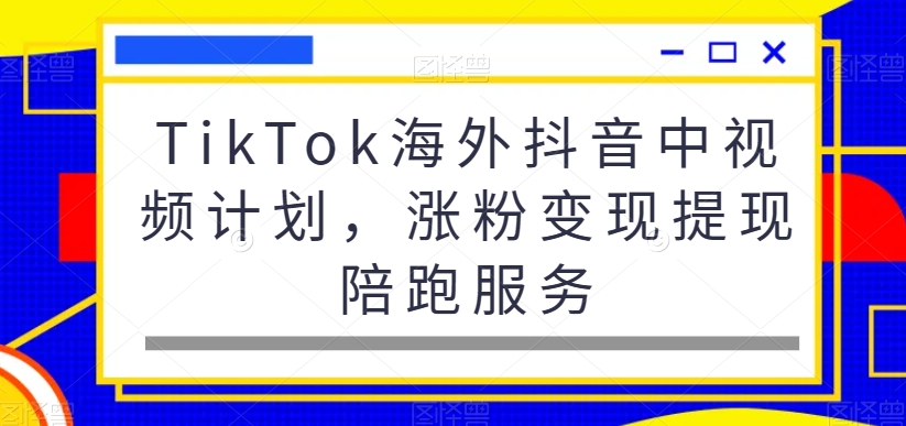 TikTok海外抖音中视频计划，涨粉变现提现陪跑服务-千城资源网