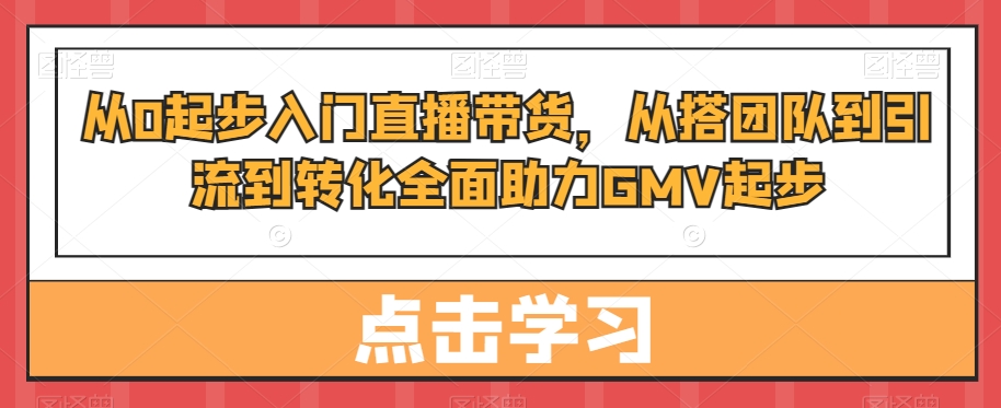从0起步入门直播带货，​从搭团队到引流到转化全面助力GMV起步-千城资源网