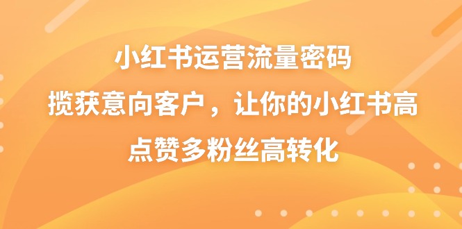 （8764期）小红书运营流量密码，揽获意向客户，让你的小红书高点赞多粉丝高转化-千城资源网
