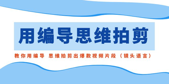 （8785期）用编导的思维拍剪，教你用编导 思维拍剪出爆款视频片段（镜头语言）-千城资源网