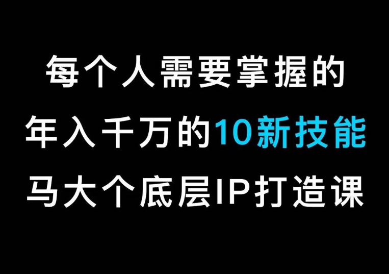 马大个的IP底层逻辑课，​每个人需要掌握的年入千万的10新技能，约会底层IP打造方法！-千城资源网