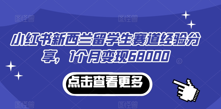 小红书新西兰留学生赛道经验分享，1个月变现68000-千城资源网