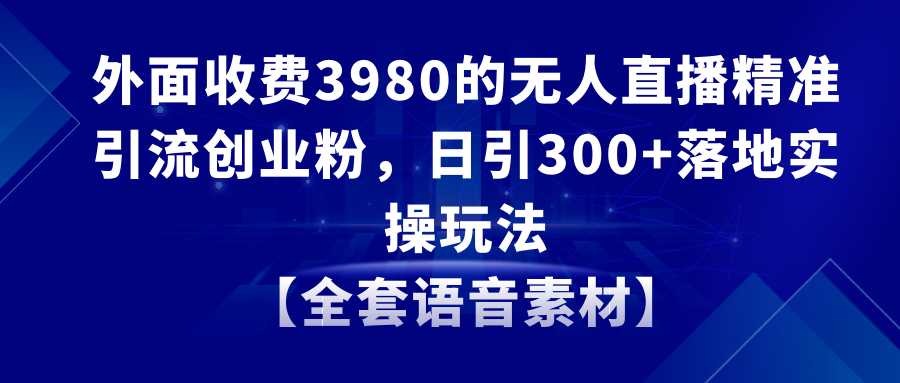 （8830期）无人直播精准引流创业粉，日引300+落地实操玩法【全套语音素材】-千城资源网
