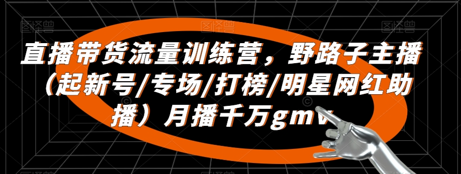 直播带货流量训练营，​野路子主播（起新号/专场/打榜/明星网红助播）月播千万gmv-千城资源网