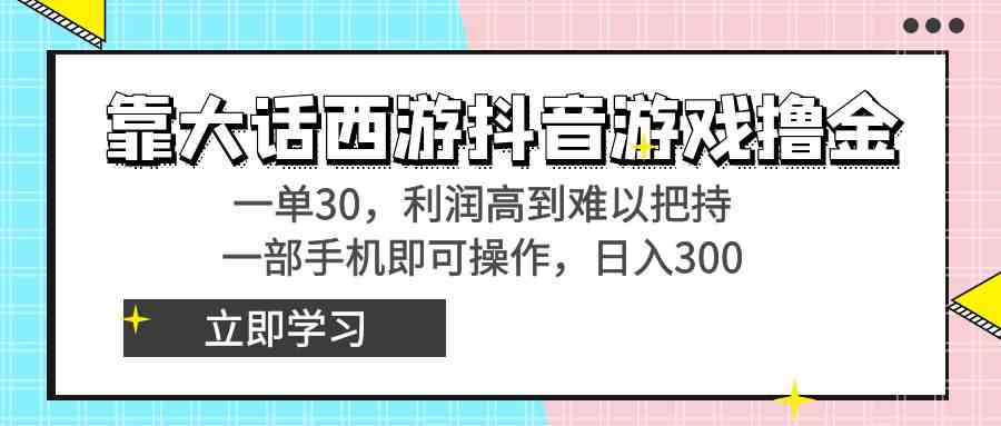（8896期）靠大话西游抖音游戏撸金，一单30，利润高到难以把持，一部手机即可操作…-千城资源网