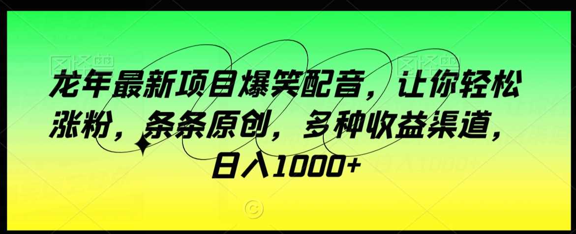 龙年最新项目爆笑配音，让你轻松涨粉，条条原创，多种收益渠道，日入1000+【揭秘】-千城资源网