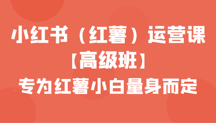 小红书（红薯）运营课【高级班】，专为红薯小白量身而定（42节课）-千城资源网