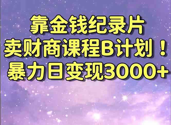 （8944期）靠金钱纪录片卖财商课程B计划！暴力日变现3000+，喂饭式干货教程！-千城资源网