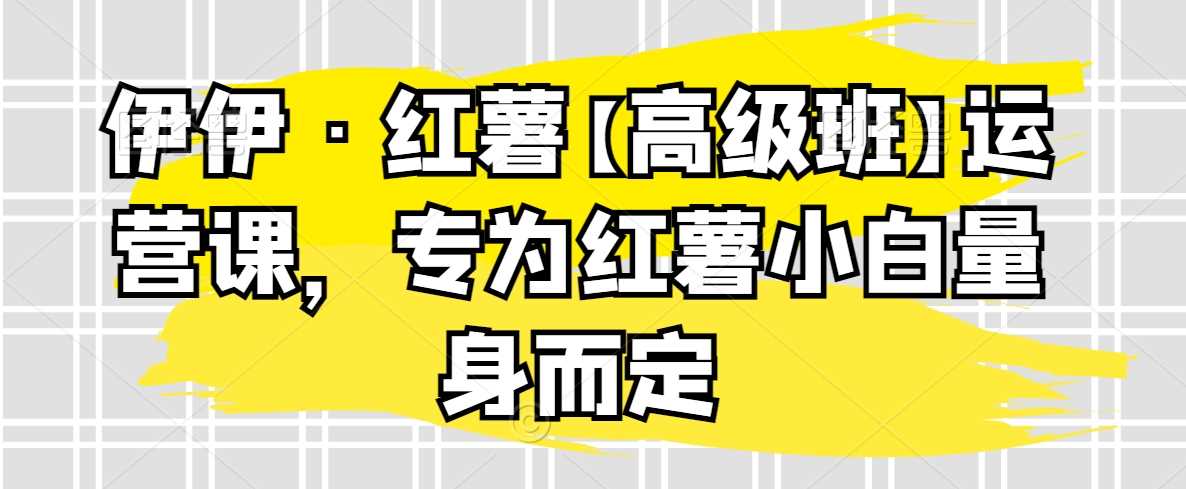 伊伊·红薯【高级班】运营课，专为红薯小白量身而定-千城资源网