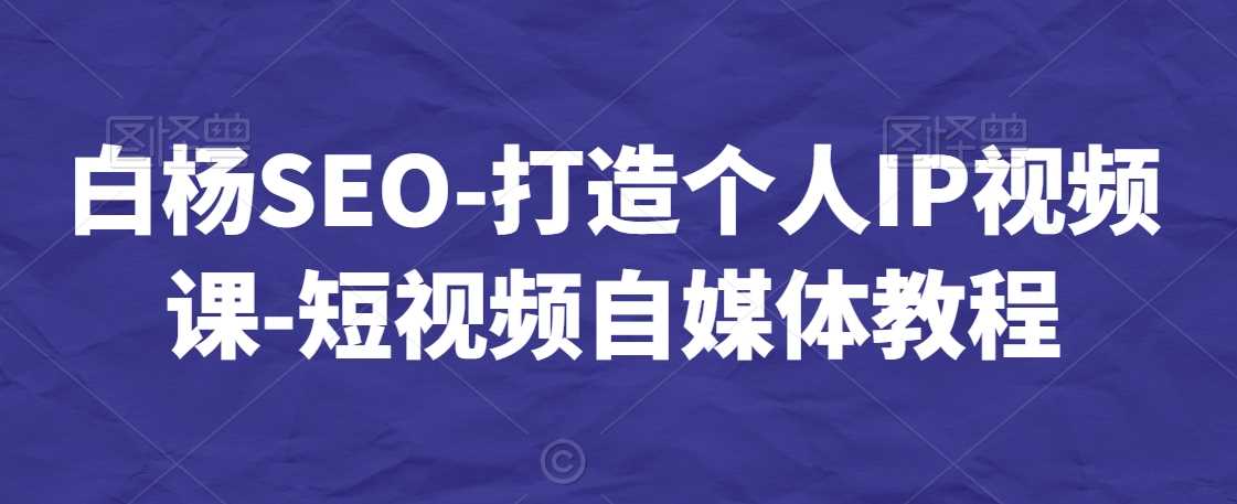 白杨SEO-打造个人IP视频课-短视频自媒体教程-千城资源网