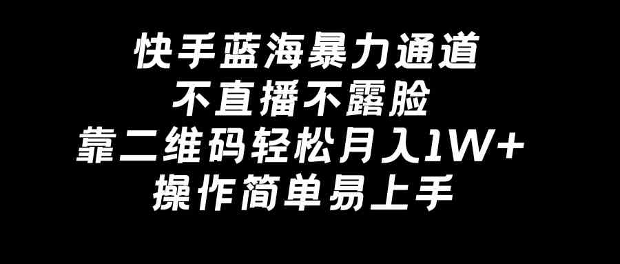 （8961期）快手蓝海暴力通道，不直播不露脸，靠二维码轻松月入1W+，操作简单易上手-千城资源网