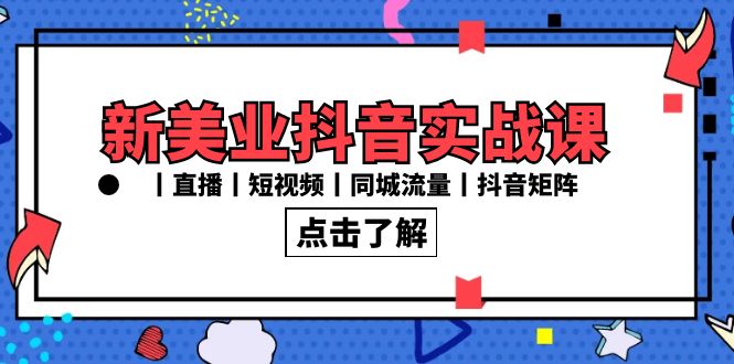 新美业抖音实战课丨直播丨短视频丨同城流量丨抖音矩阵（30节课）-千城资源网