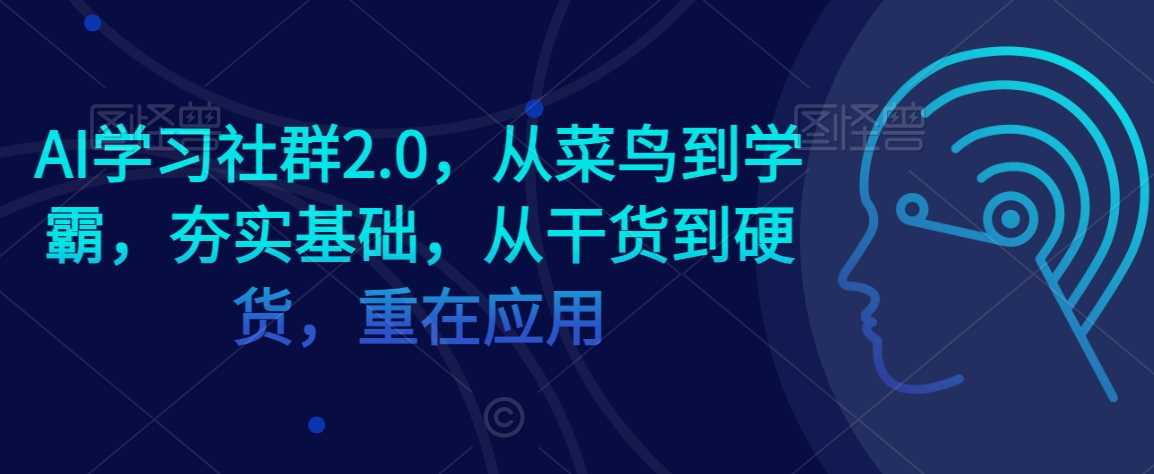 AI学习社群2.0，从菜鸟到学霸，夯实基础，从干货到硬货，重在应用-千城资源网