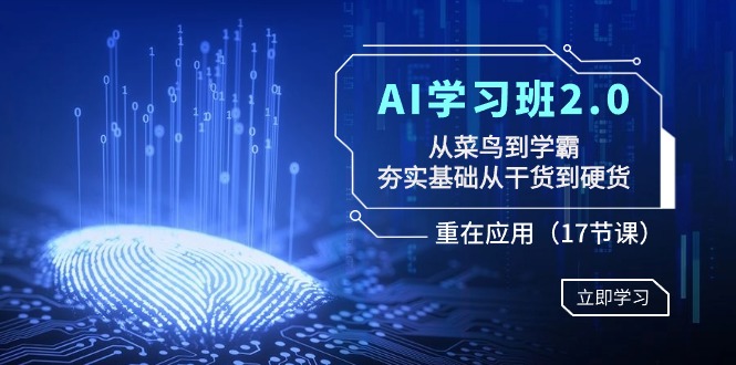 AI学习班2.0：从菜鸟到学霸，夯实基础从干货到硬货，重在应用（17节课）-千城资源网