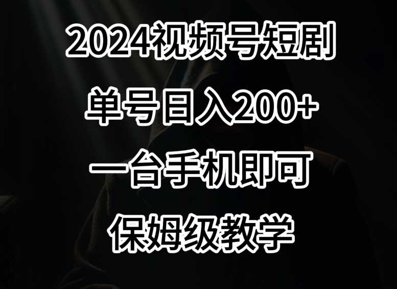 2024风口，视频号短剧，单号日入200+，一台手机即可操作，保姆级教学【揭秘】-千城资源网