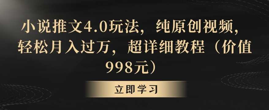 小说推文4.0玩法，纯原创视频，轻松月入过万，超详细教程（价值998元）【揭秘】-千城资源网