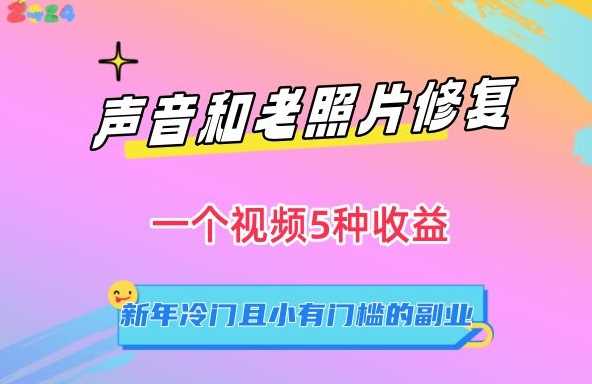 声音和老照片修复，一个视频5种收益，新年冷门且小有门槛的副业【揭秘】-千城资源网