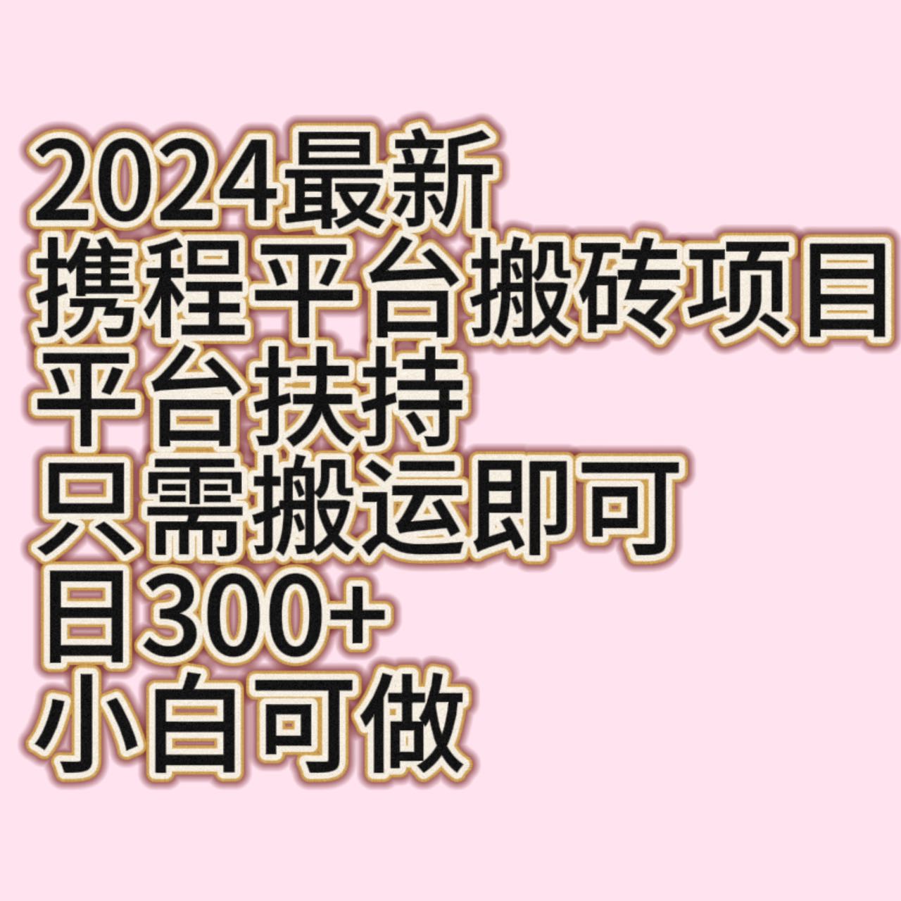 2024最新携程平台搬砖项目，平台扶持只需搬运即可，日300+，小白可做-千城资源网