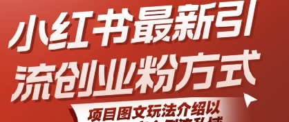 小红书最新引流创业粉方式，项目图文玩法介绍以及如何安全倒流私域-千城资源网