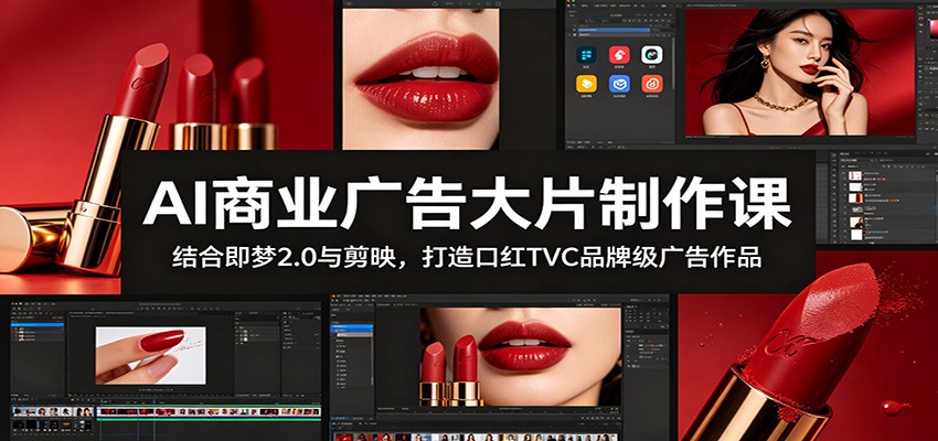 AI商业广告大片制作课：结合即梦2.0与剪映，打造口红TVC品牌级广告作品-千城资源网