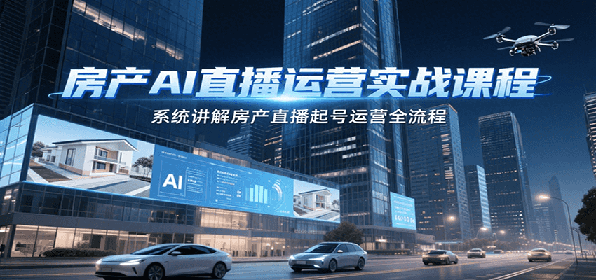 房产AI直播运营实战课程，系统讲解房产直播起号运营全流程-千城资源网