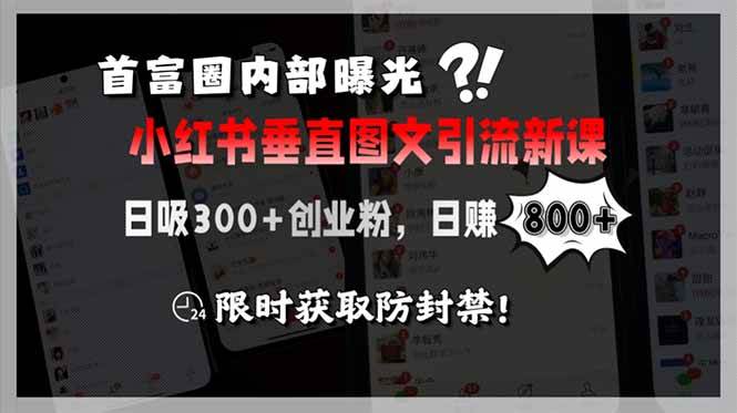 （15313期）首富圈内部曝光小红书垂直图文引流新课，日吸300+创业粉，日赚800+，限…-千城资源网
