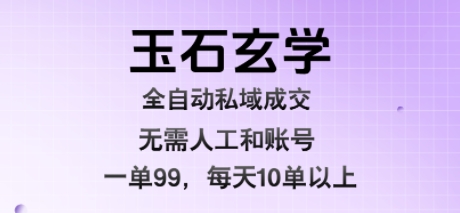 玉石玄学全自动私域成交，一单99每天十单以上，无需人工和矩阵账号，蓝海项目直接干【揭秘】-千城资源网