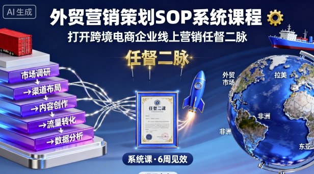 外贸营销策划SOP系统课程，打开跨境电商企业线上营销任督二脉-千城资源网