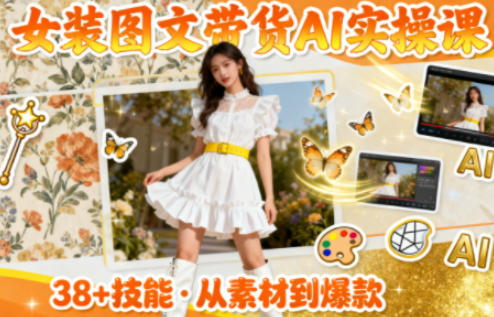女装图文带货的AI实操课，覆盖38个实用技能，快速提升素材制作效率-千城资源网