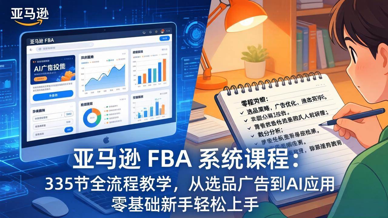 （17744期）亚马逊 FBA 系统课程（更新26年3月）335节全流程教学，从选品广告到AI应用，零基础新手轻松上手-千城资源网
