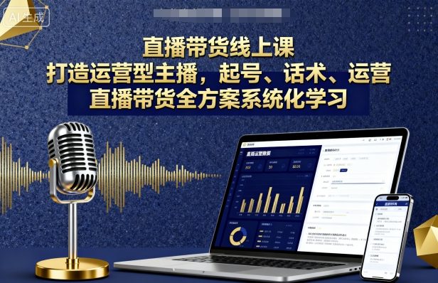 直播带货线上课，打造运营型主播，起号、话术、运营，直播带货全方案系统化学习-千城资源网
