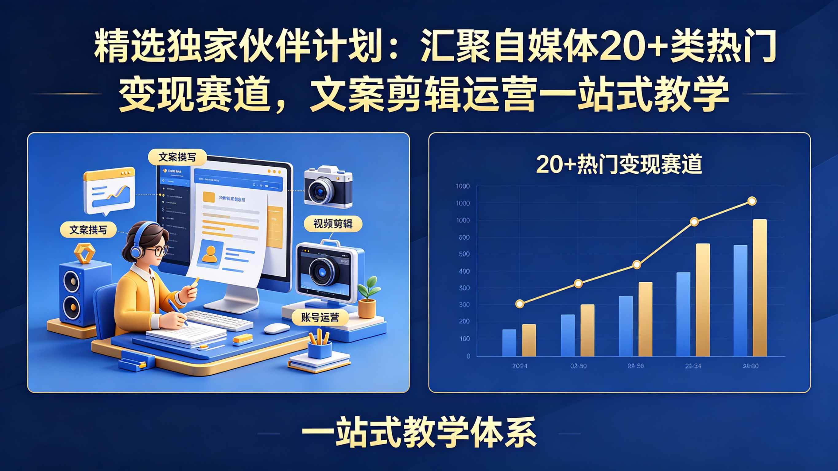 （18478期）精选独家伙伴计划：汇聚自媒体20+类热门变现赛道，文案剪辑运营一站式教学-千城资源网