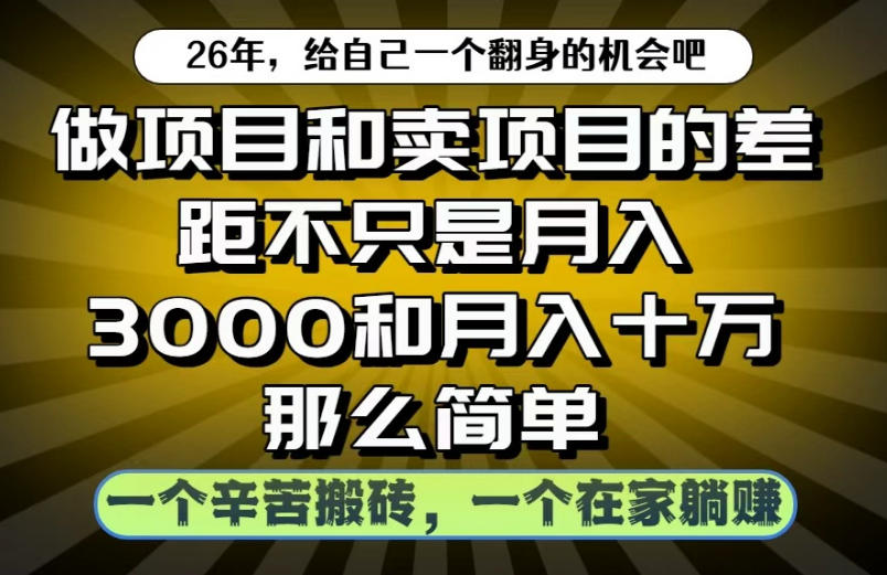 做项目和卖项目不只是月入3K和10W那么简单，一个努力搬砖，一个在家躺賺【揭秘】-千城资源网