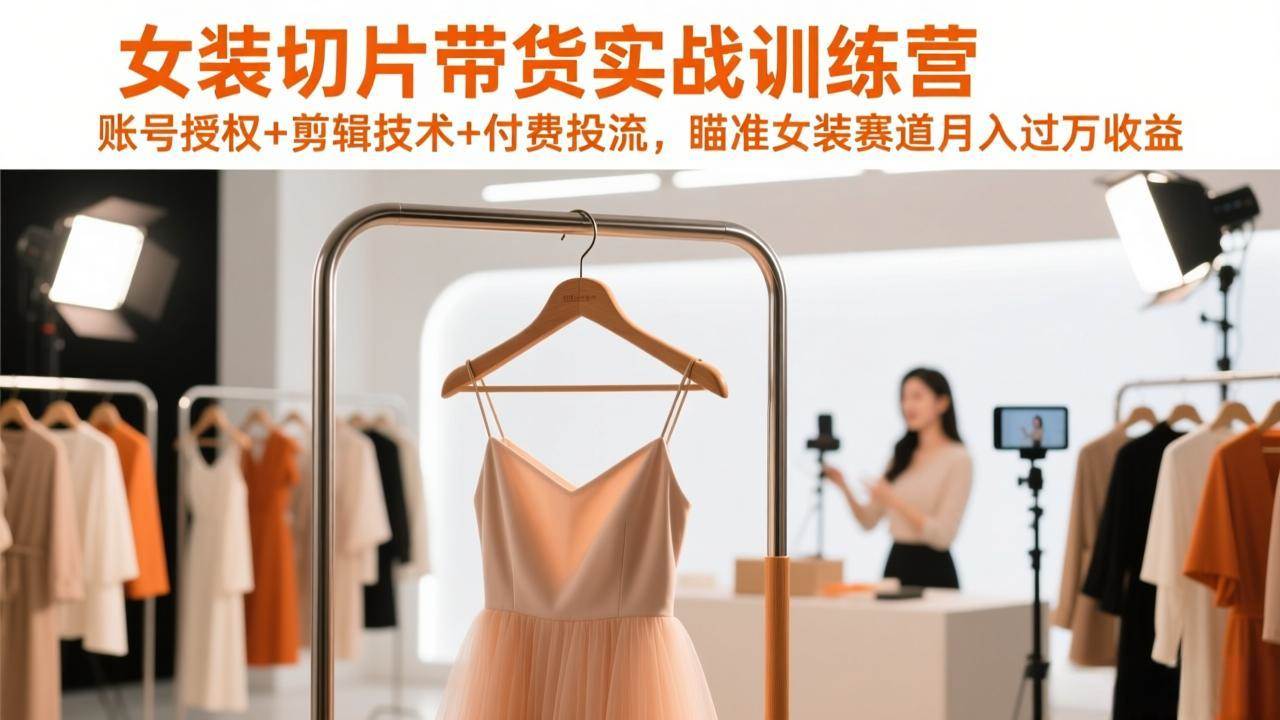 （17357期）女装切片带货实战训练营，账号授权+剪辑技术+付费投流，瞄准女装赛道月入过万收益-千城资源网