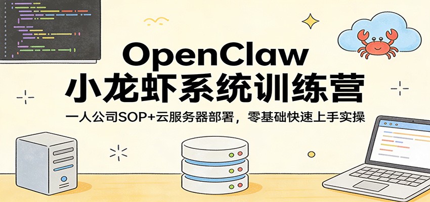 OpenClaw小龙虾系统训练营：一人公司SOP，云服务器部署，零基础快速上手实操-千城资源网