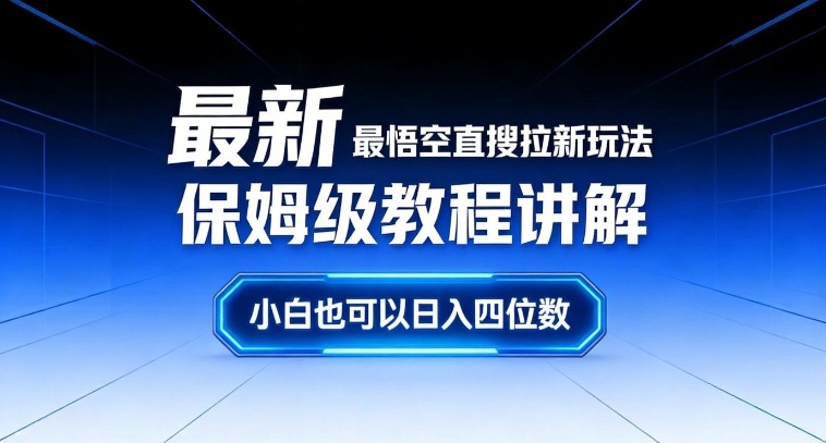 最新最悟空直搜拉新玩法保姆级教程讲解，小白也可以日入四位数-千城资源网