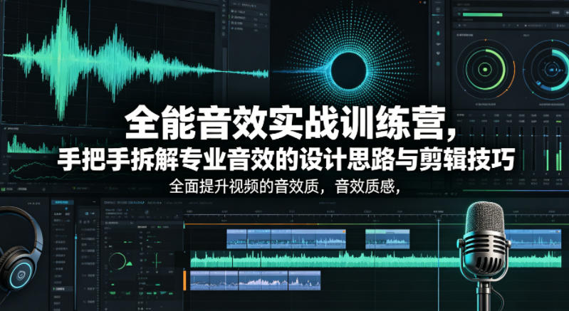 全能音效实战训练营，手把手拆解专业音效的设计思路与剪辑技巧，全面提升视频的音效质感-千城资源网