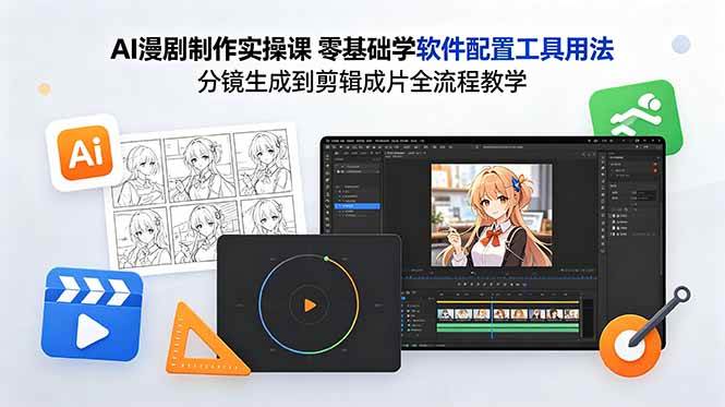 （18605期）AI漫剧制作实操课 零基础学软件配置工具用法 分镜生成到剪辑成片全流程教学-千城资源网