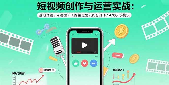 （15819期）短视频创作与运营实战：基础搭建/内容生产/流量运营/变现闭环/4大核心模块-千城资源网