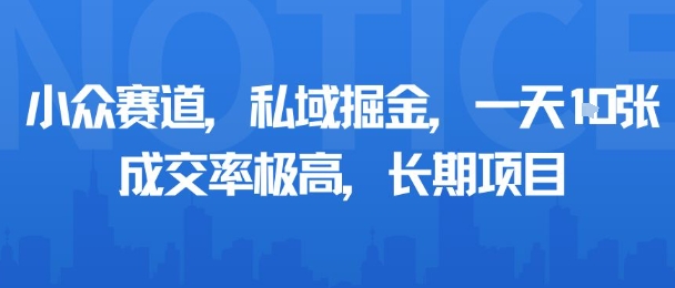 小众赛道，私域掘金，一天多张，成交率极高，长期项目-千城资源网