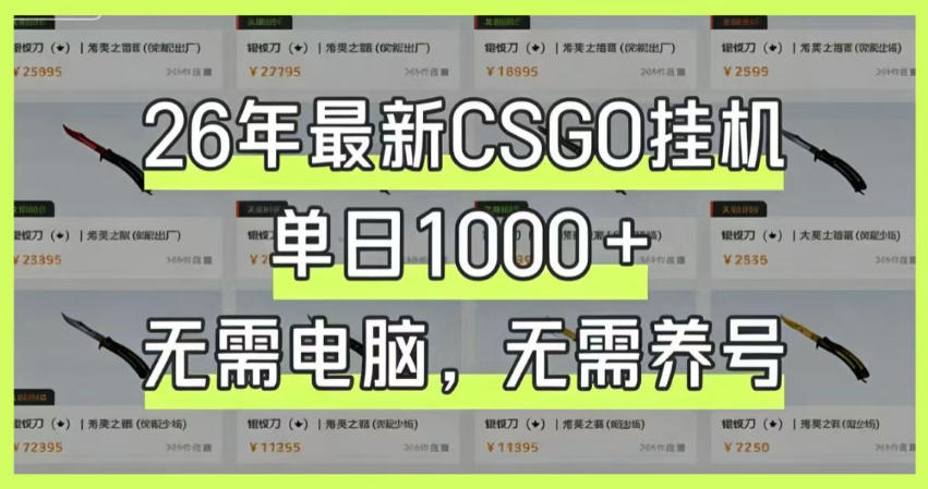 26年最新CSGO挂G系统，单日1000+，无需电脑，无需养号，0基础可上手【揭秘】-千城资源网