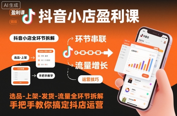 抖音小店盈利课-选品-上架-发货-流量全环节拆解，手把手教你搞定抖店运营-千城资源网